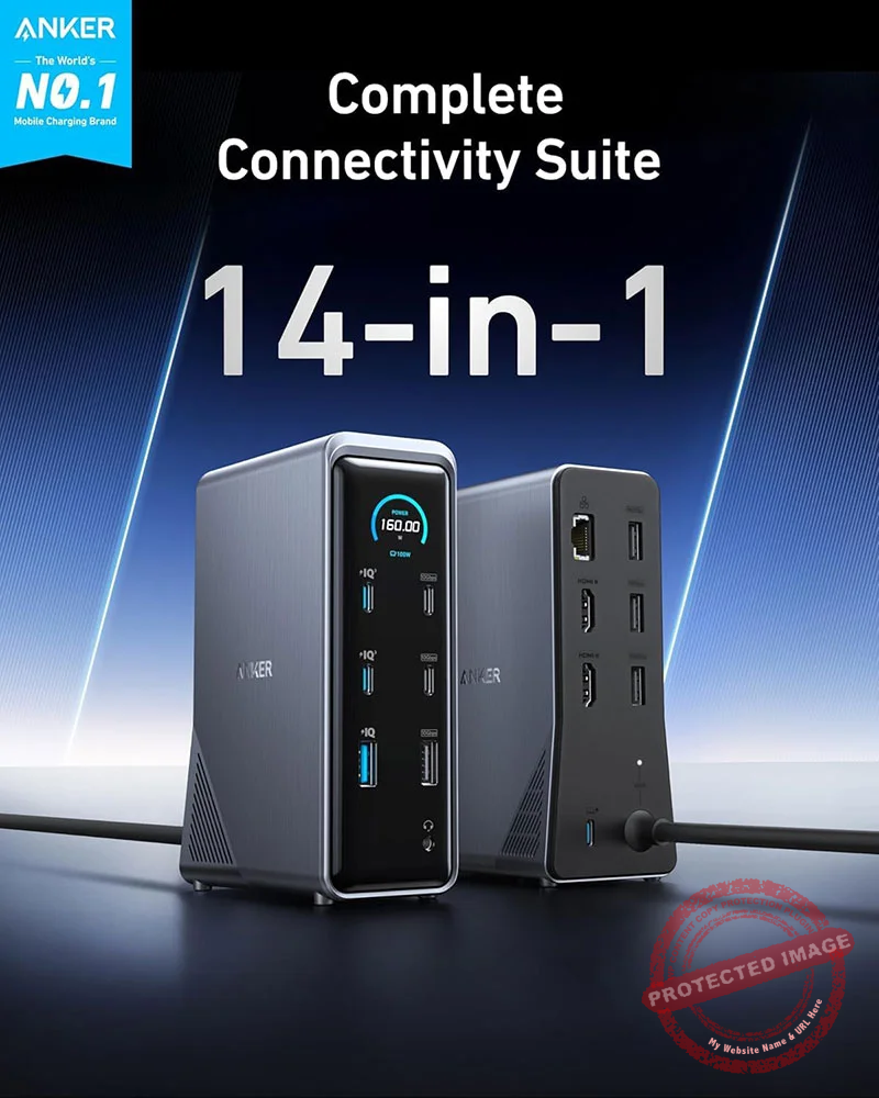 Anker-Prime-Charging-Dock-02 Anker Prime Charging Docking Station (14-in-1, Dual Display, 160W) – A83B62A1 – Black - Image 6