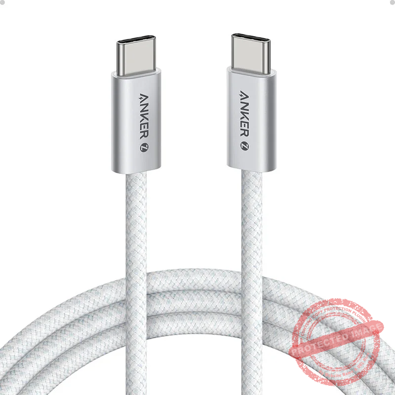 XX Anker Zolo USB-C to USB-C Cable (6ft, 240W, Braided, Dirt Resistant) – A8060H22 – White - Image 1